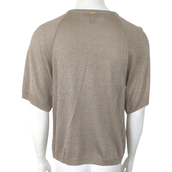 St. John Metallic Evening Blouse Top Womens Small Gold Studded Cocktail Party - Picture 3 of 12